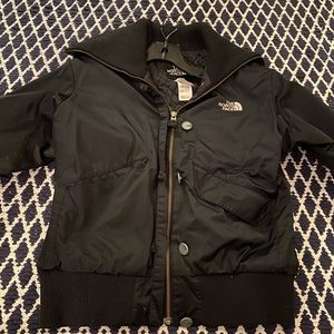 North face black utility jacket w quilted inside